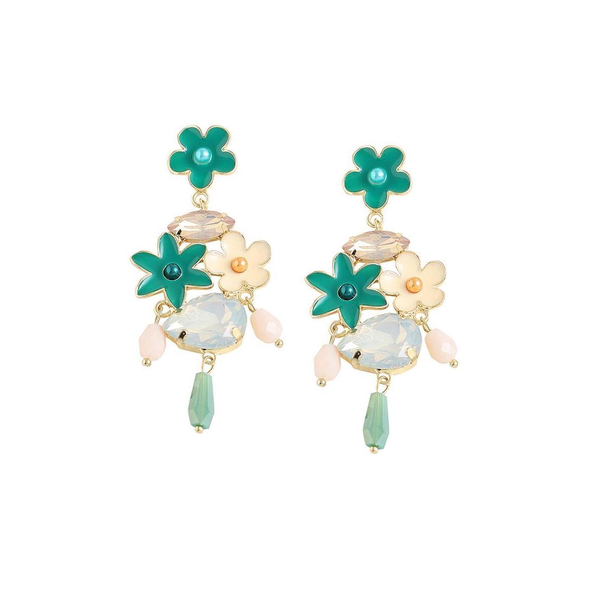 Sohi Womens Floral Drop Earrings Product Image