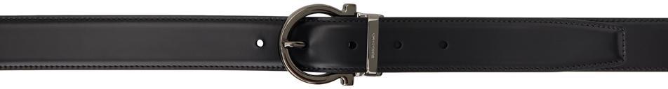 FERRAGAMO Black Pin-buckle Reversible Belt In Nero Blue Marine Product Image