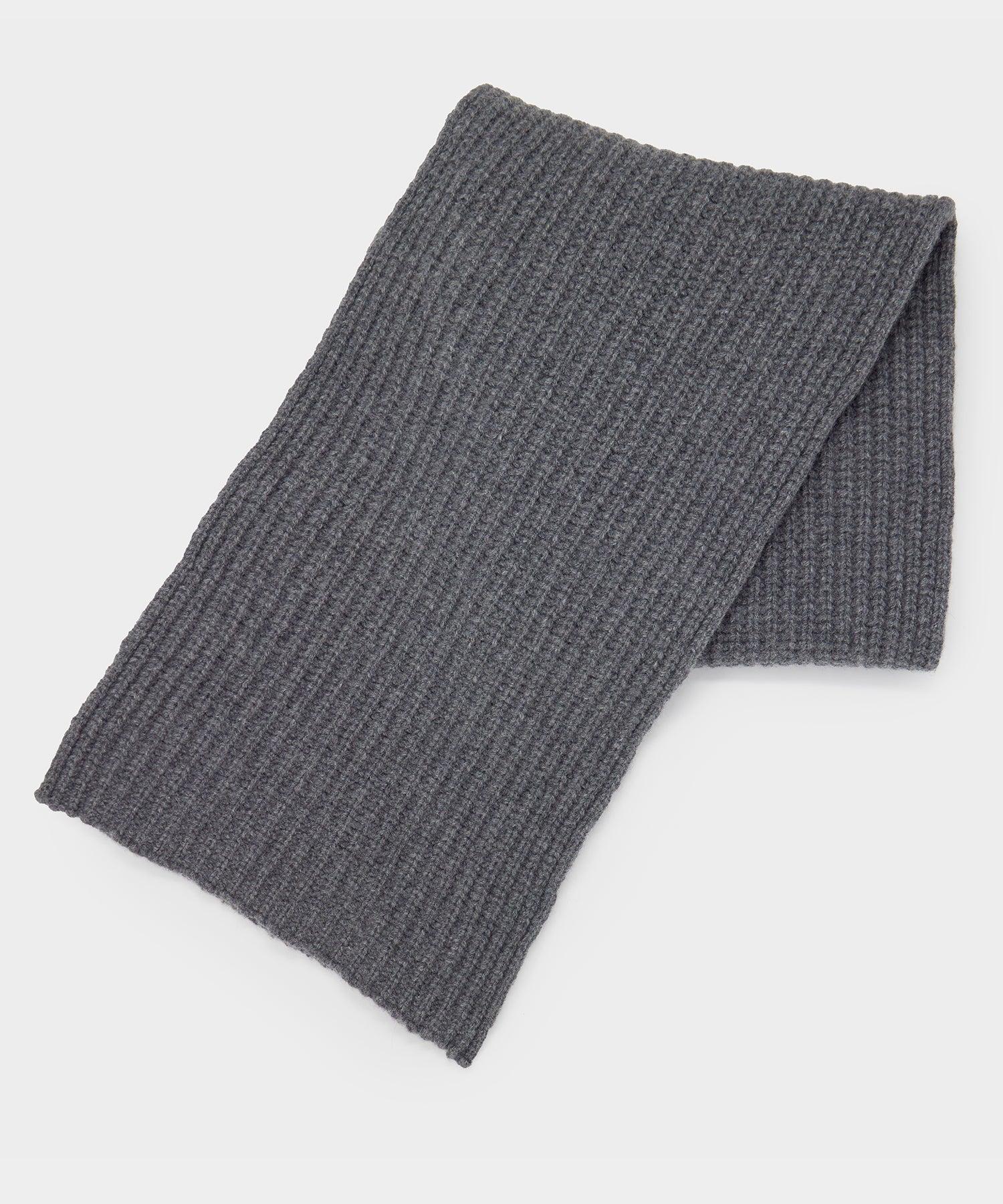 Recycled Cashmere Scarf Half Cardigan Stitch in Grey Heather Product Image