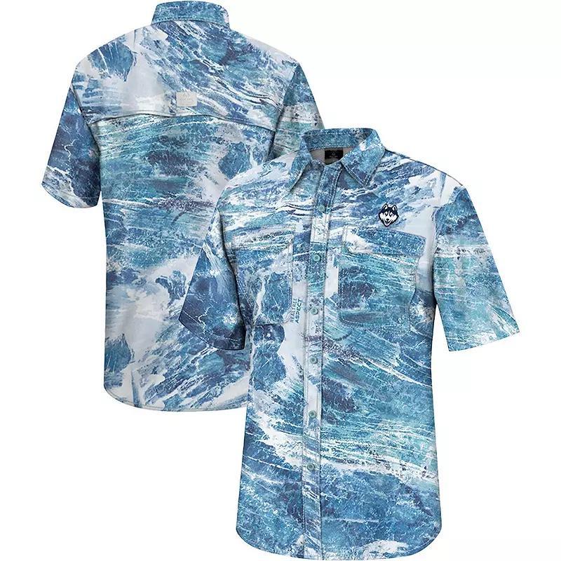 Mens Colosseum Blue UConn Huskies Realtree Aspect Charter Full-Button Fishing Shirt Product Image