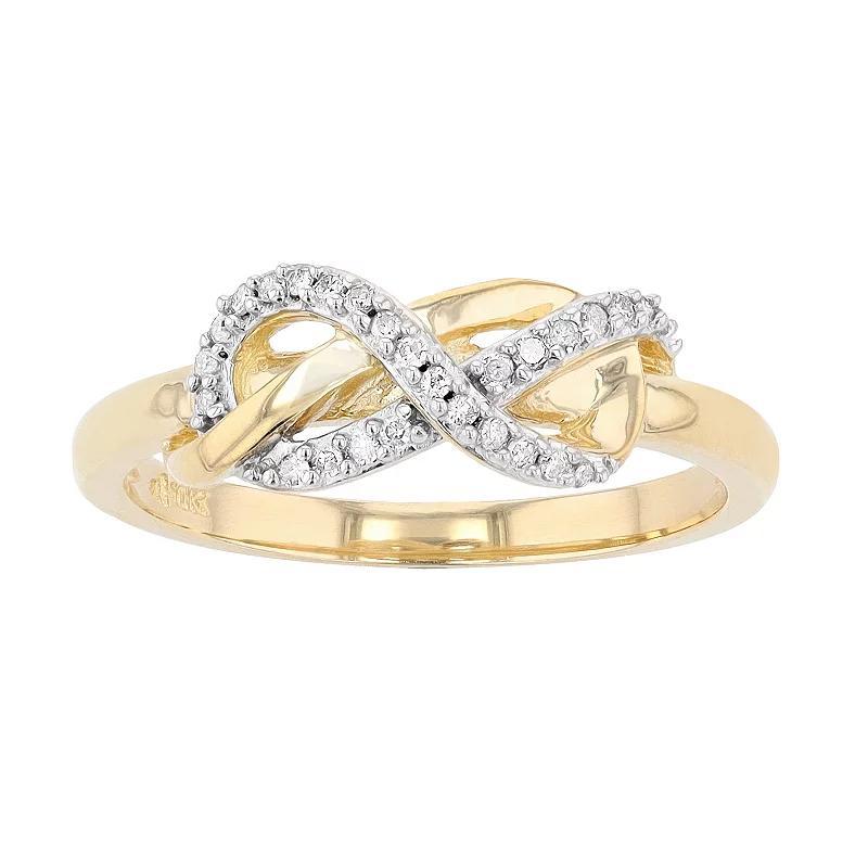 10k Gold 1/10 Carat T.W. Diamond Infinity Ring, Womens Product Image