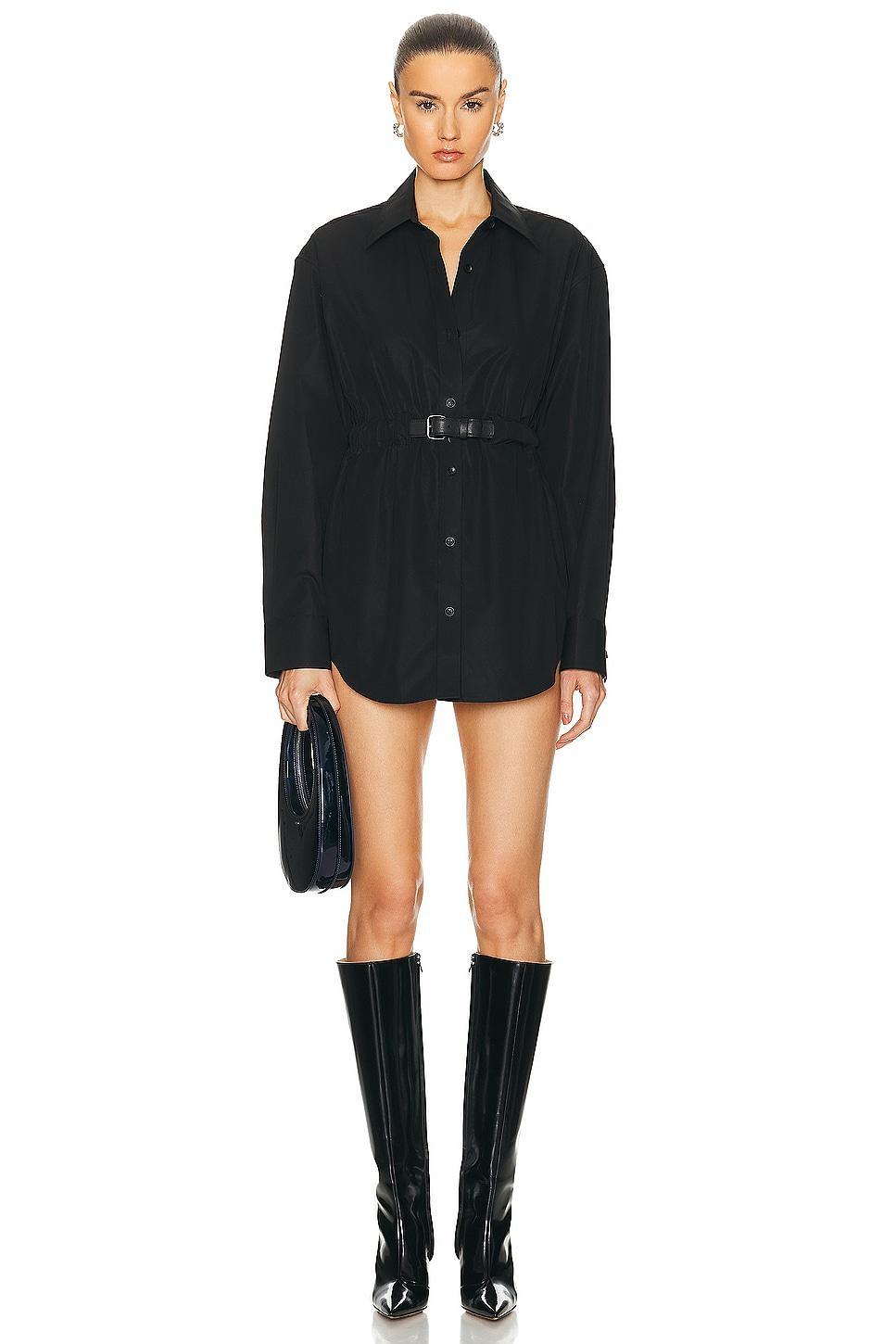 Alexander Wang Button Down Tunic Dress With Leather Belt Black. (also in XS). Product Image