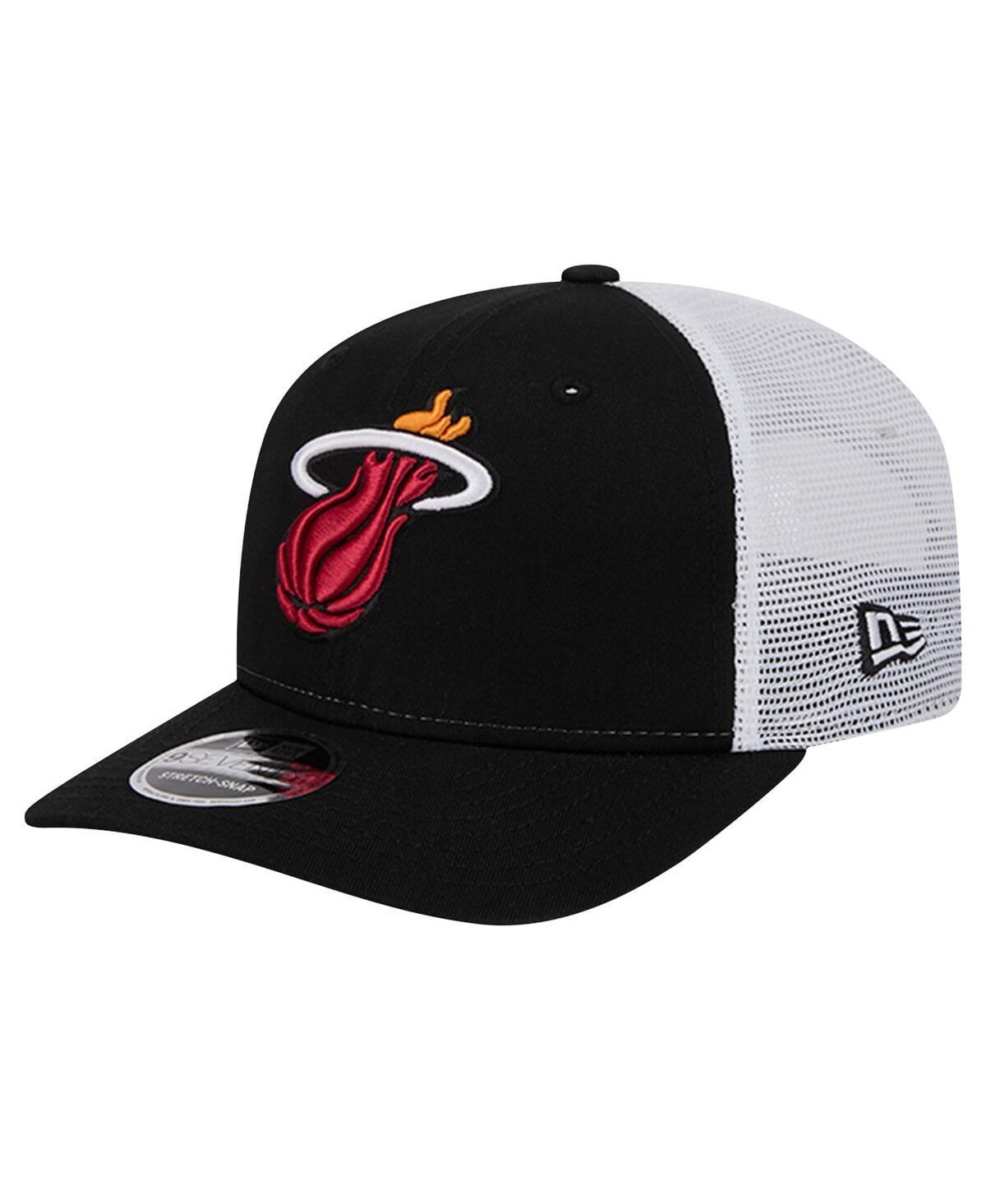 New Era Mens Black/White Miami Heat Trucker 9SEVENTY Coolera Stretch-Snap Hat Product Image