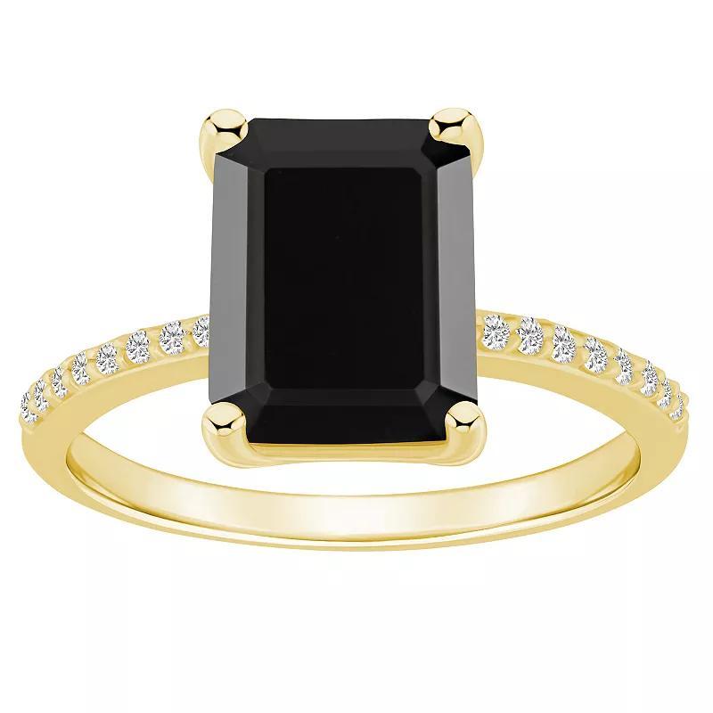 Alyson Layne 14k Gold Emerald Cut Gemstone 1/10 Carat T.W. Diamond Ring, Womens Black Product Image