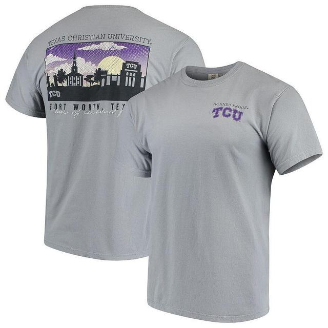 Mens Gray TCU Horned Frogs Team Comfort Colors Campus Scenery T-Shirt Product Image