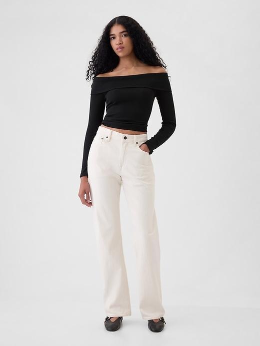 Modern Rib Off-Shoulder Cropped Top Product Image