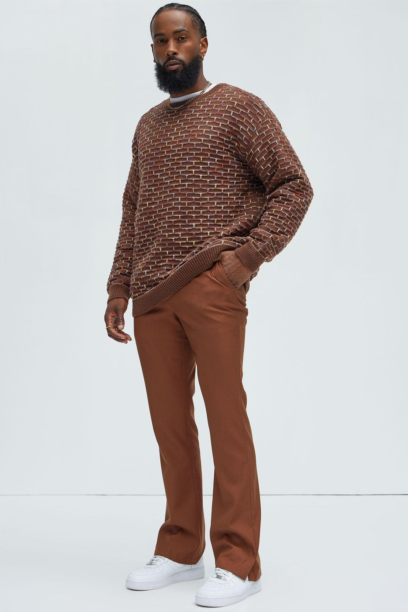 Know Your Worth Textured Sweater - Brown Combo Product Image