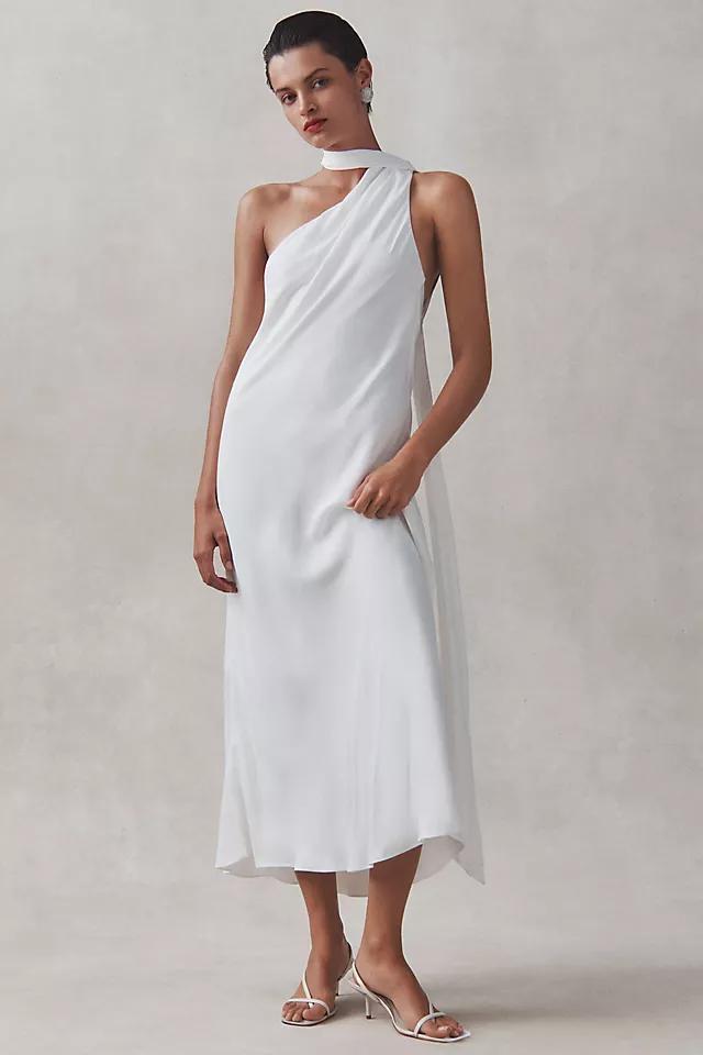 BHLDN One-Shoulder Removable Scarf Midi Dress Product Image