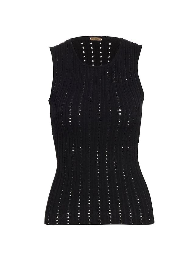 Womens Sleeveless Pointelle Knit Top Product Image