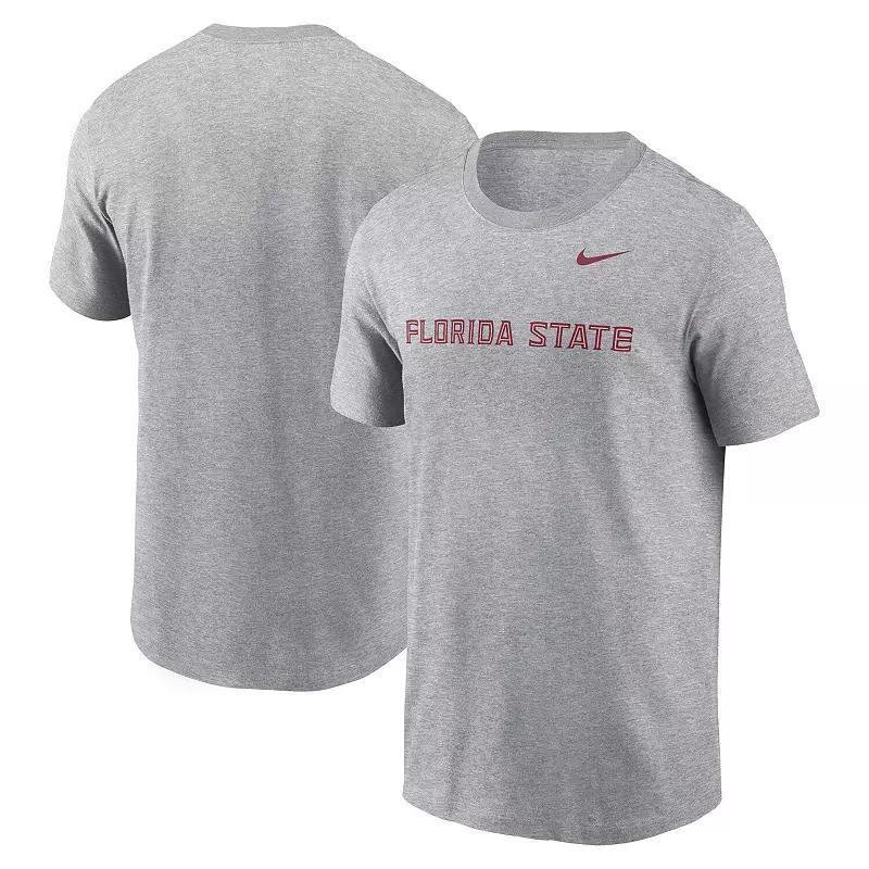 Mens Nike Heather Gray Florida State Seminoles Primetime Evergreen Wordmark T-Shirt Product Image