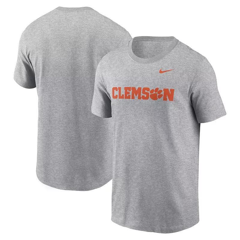 Mens Nike Heather Gray Clemson Tigers Primetime Evergreen Wordmark T-Shirt Product Image