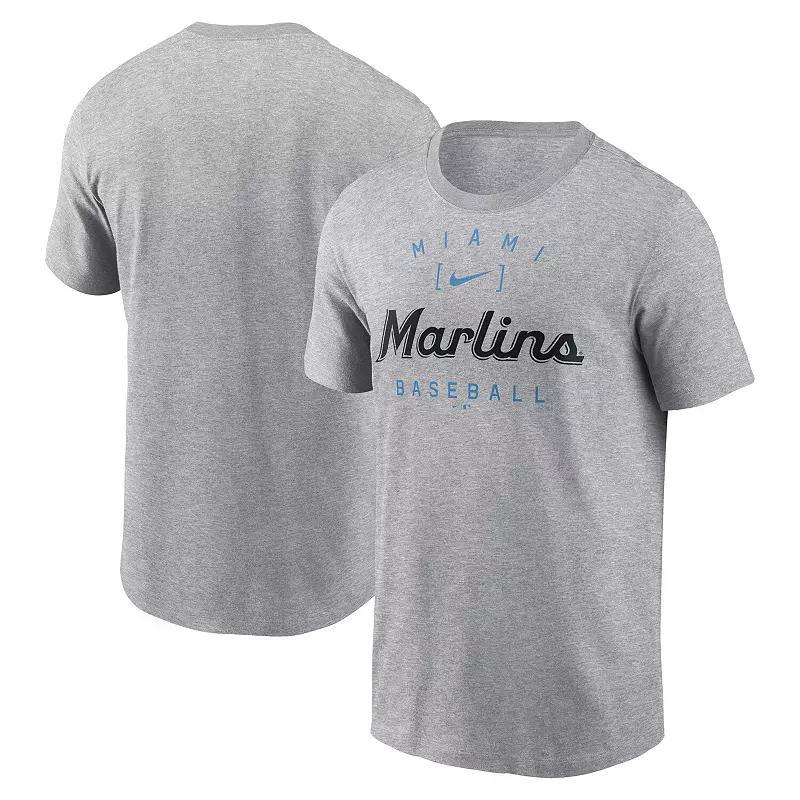 Mens Nike Heather Gray Miami Marlins Home Team Athletic Arch T-Shirt Product Image