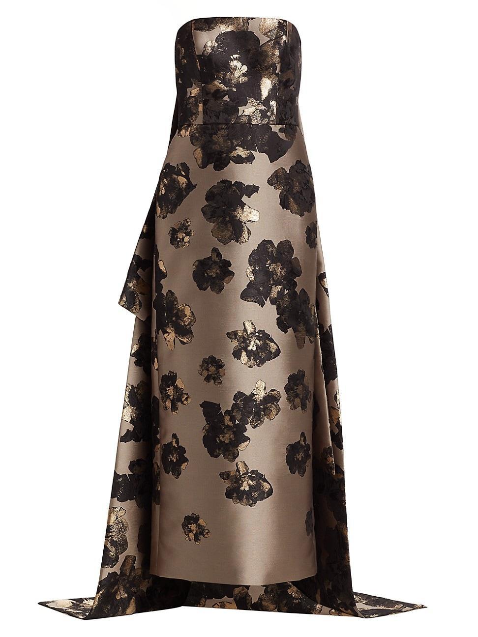 Womens Floral Metallic Jacquard Gown Product Image