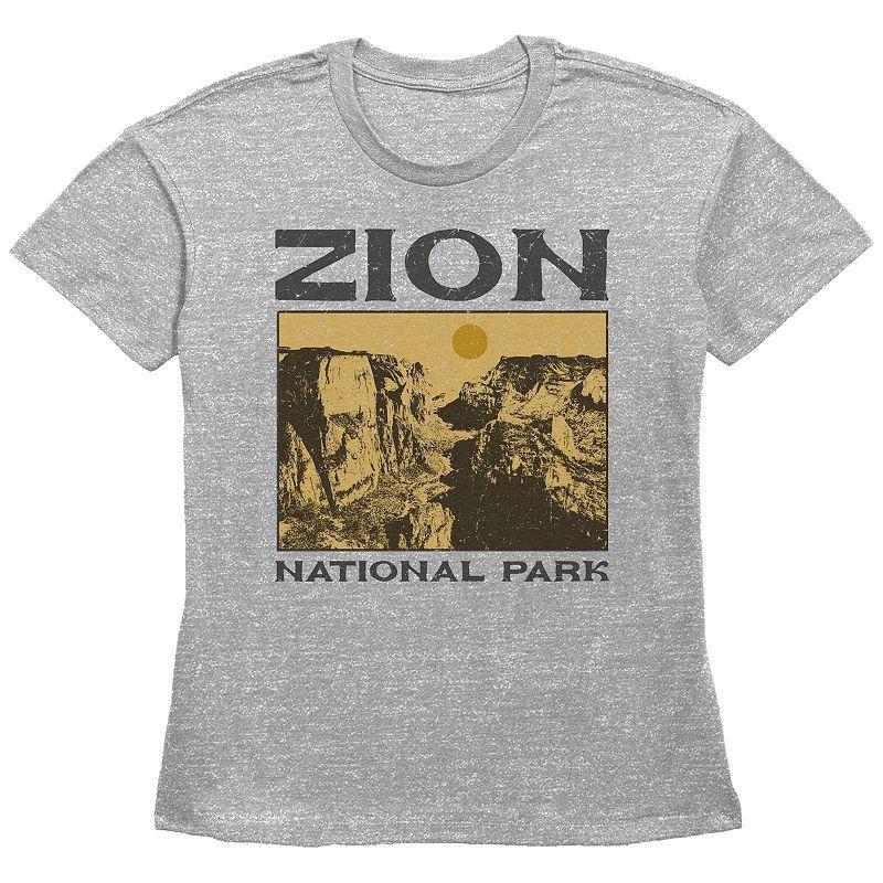 Womens Fifth Sun Zion National Park Landscape Short Sleeve Graphic Tee, Girls Grey Gray Product Image