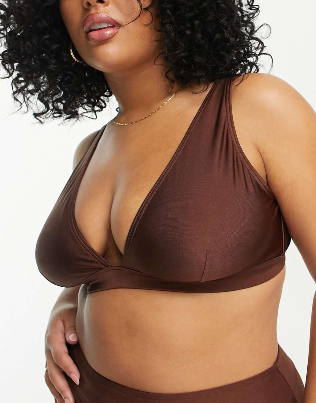 South Beach Curve Exclusive high apex triangle bikini top Product Image