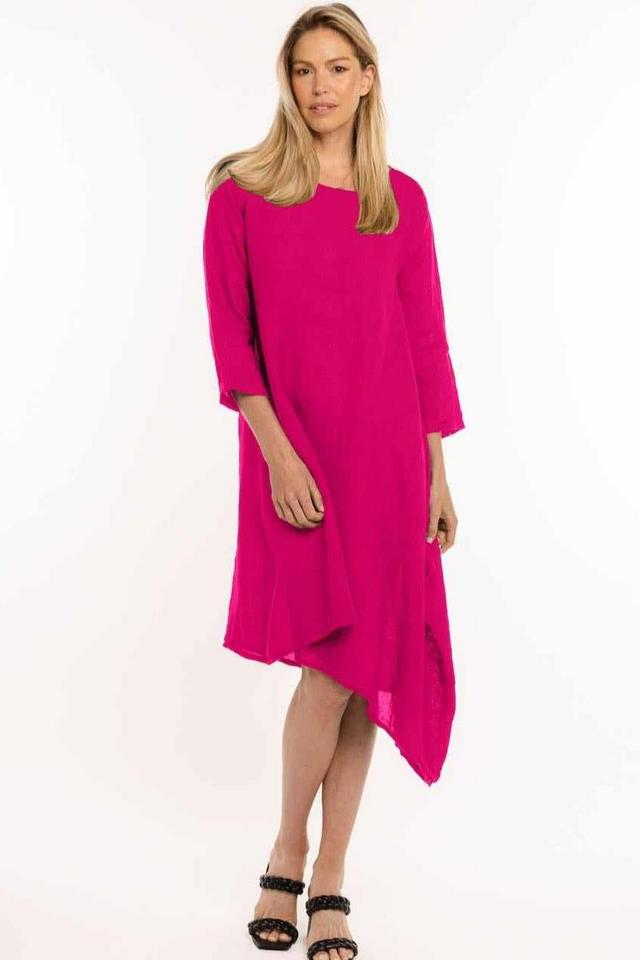 Effortless Fuchsia Linen Dress Product Image