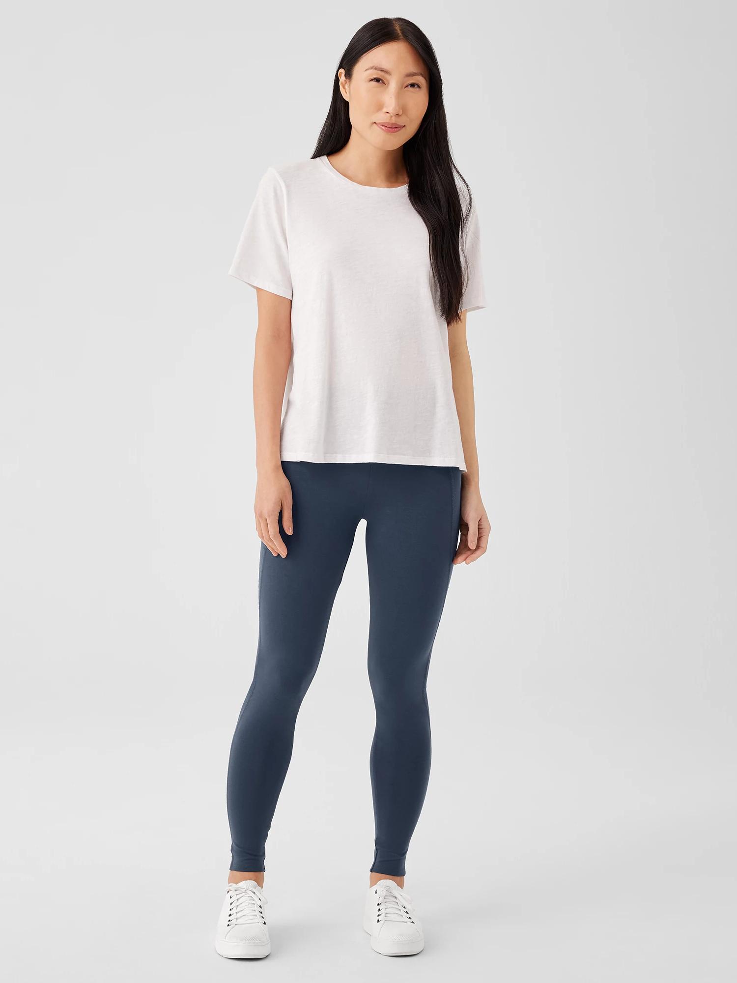 EILEEN FISHER Pima Cotton Stretch Jersey High-Waisted Leggingsfemale Product Image