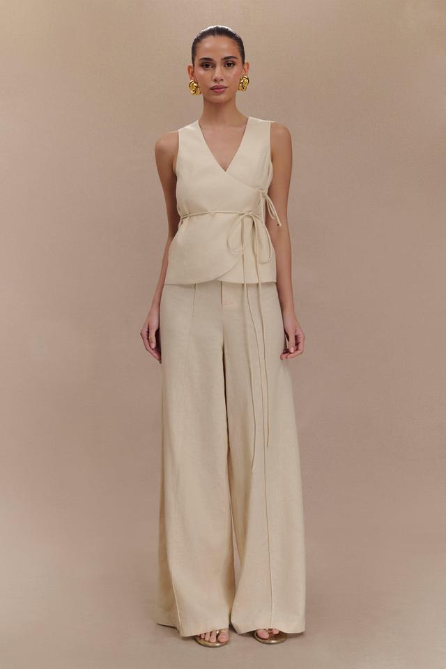 Brandi Linen Straight Leg Pant - Wheat Marle Product Image