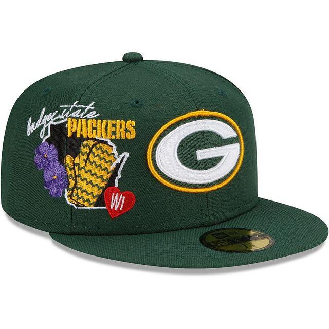 Mens New Era Bay Packers City Cluster 59FIFTY Fitted Hat Product Image