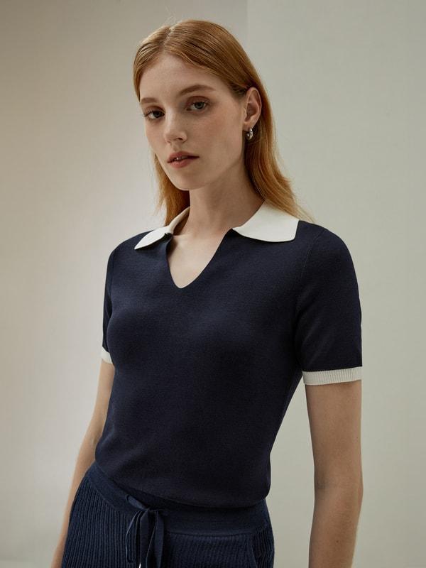 Timeless Mei Silk Knit Polo Product Image