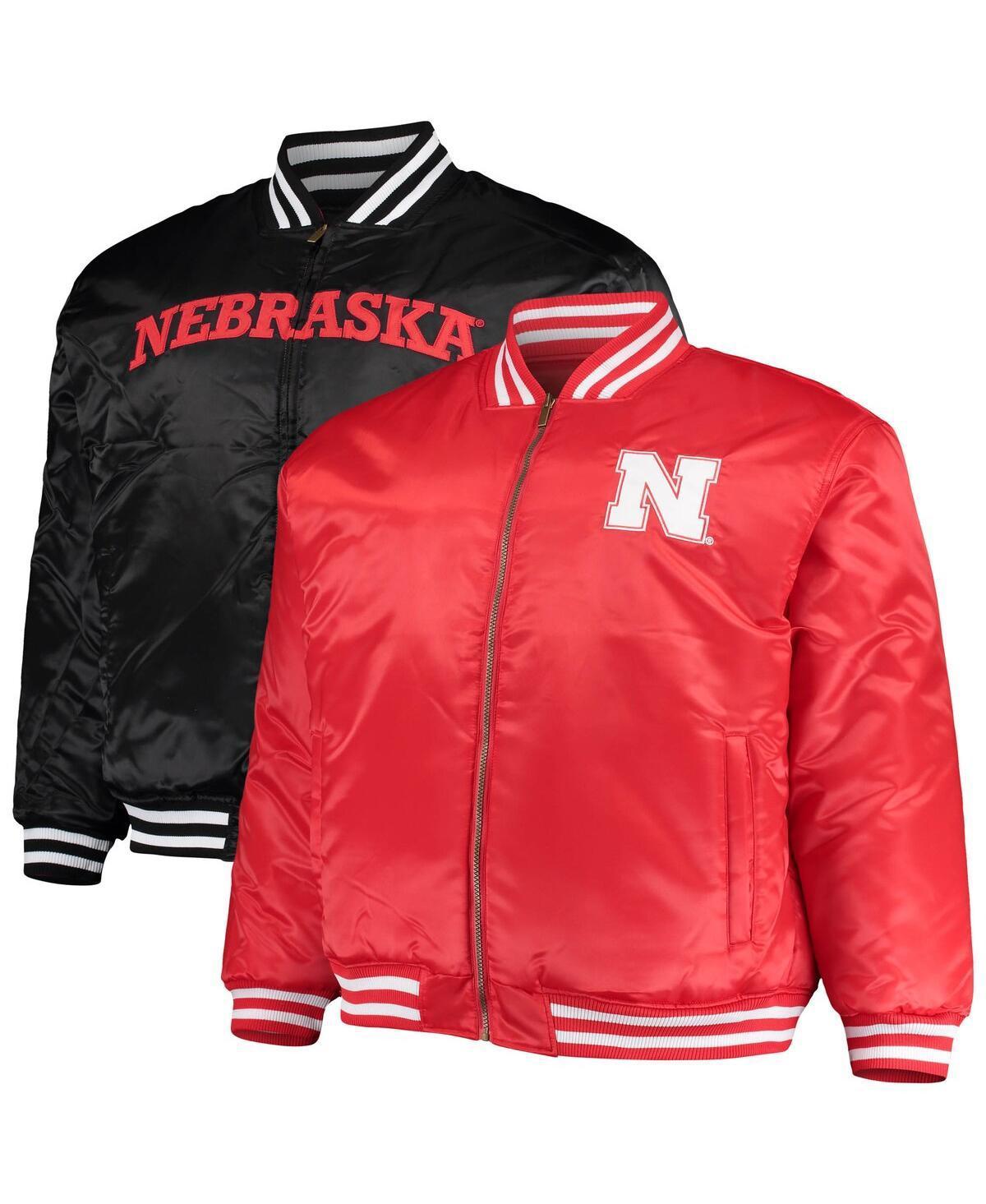 Mens Scarlet Nebraska Huskers Big & Tall Reversible Satin Full-Zip Jacket Product Image