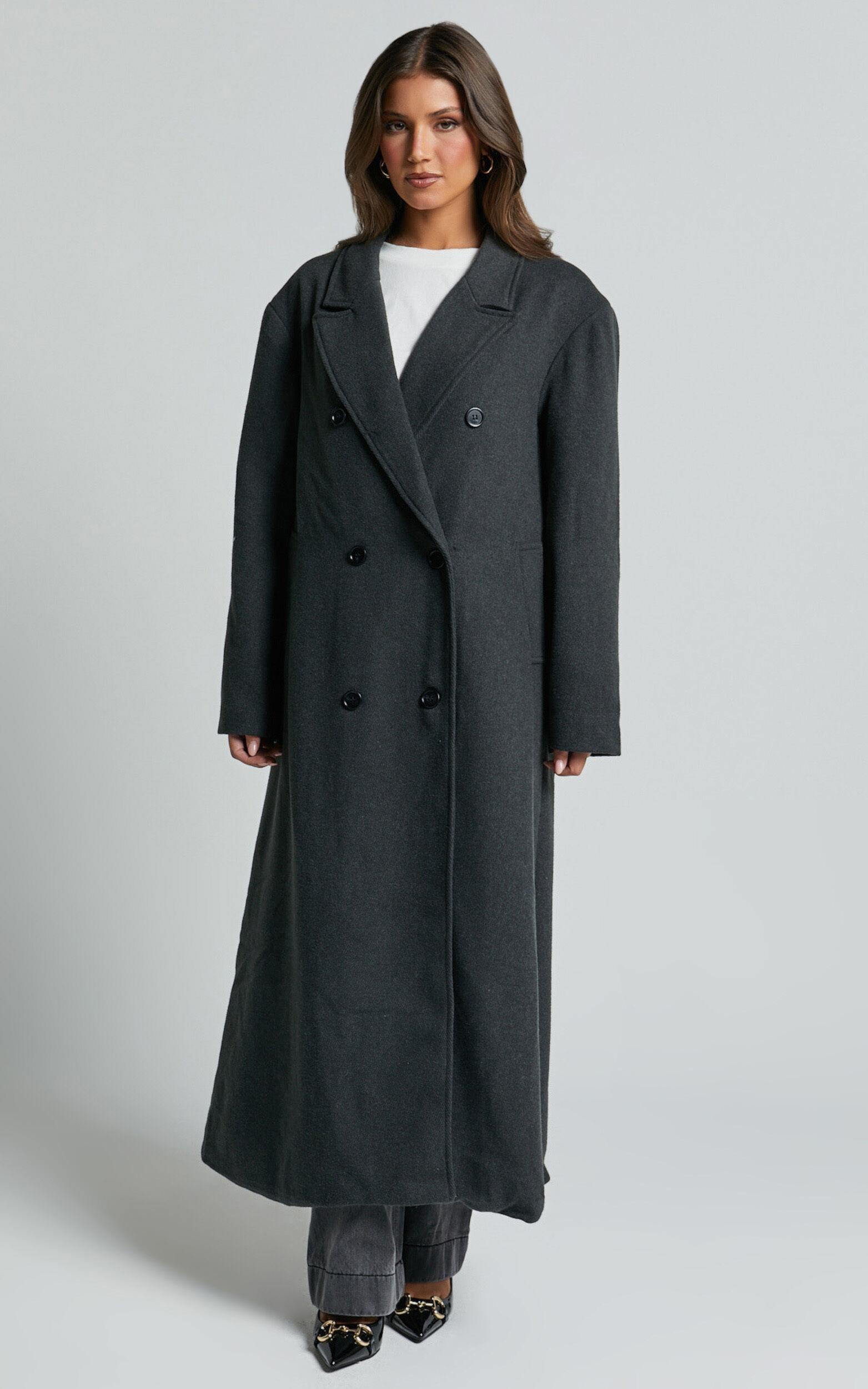 Silvena Coat - Oversized Longline Tailored Coat in Slate Grey Product Image