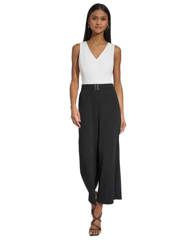 Women's Scuba Crepe Belted Jumpsuit  Product Image