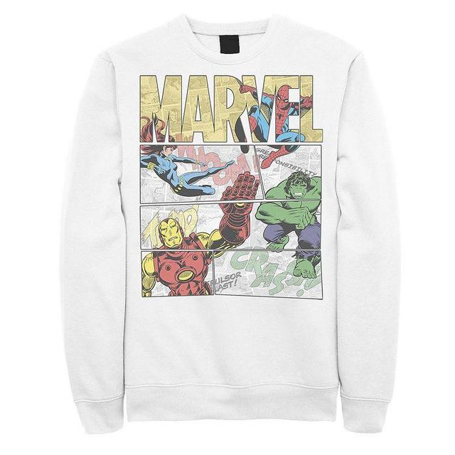 Mens Marvel Retro Avengers Comic Panel Build-Up Sweatshirt White Product Image