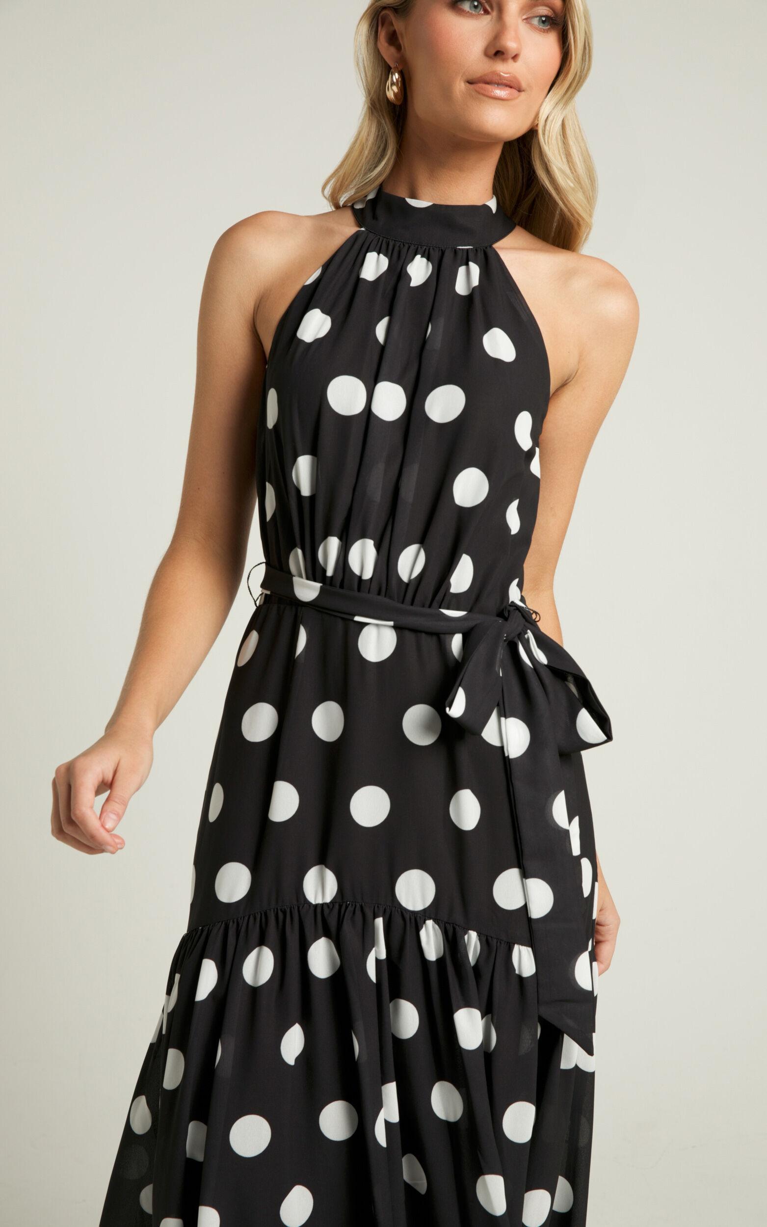 Chayenne Maxi Dress - Halter Neck Tie Waist in Vienna Spot Product Image