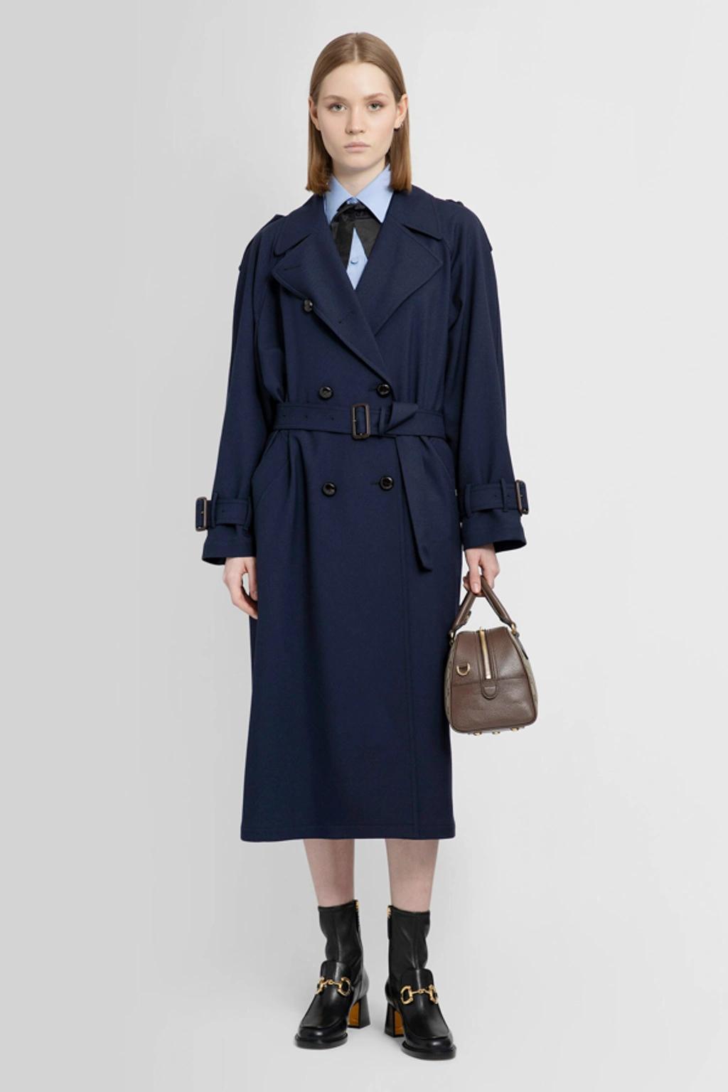 GUCCI Wool Comfort Trench Coat In Blue Product Image