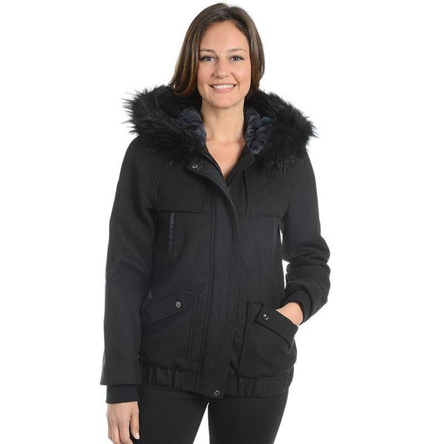 Womens Fleet Street Hooded Wool Blend Jacket Black Product Image