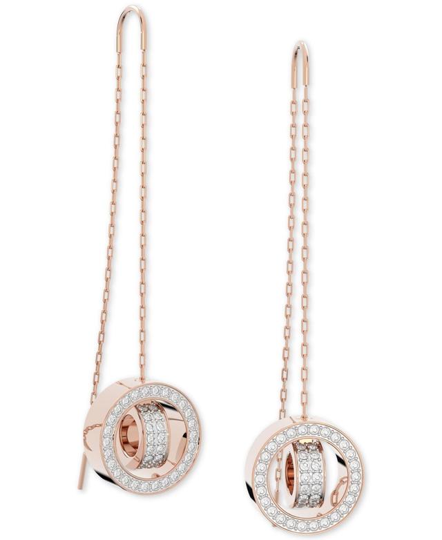 Swarovski Gold-Tone Pave Circle & Chain Threader Earrings Product Image