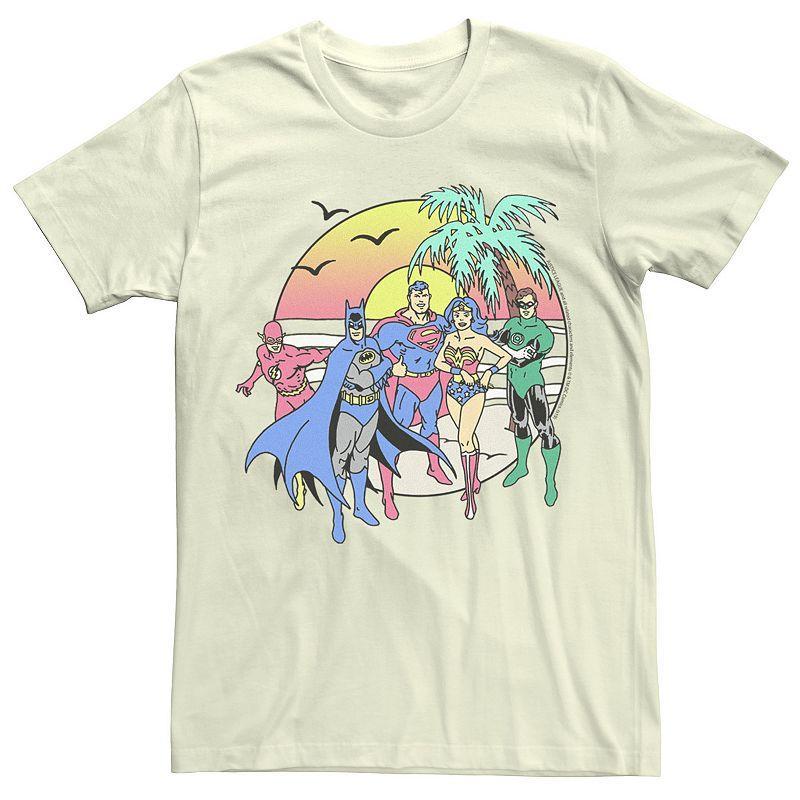 Mens DC Comics Justice League Sunset Beach Portrait Tee Product Image