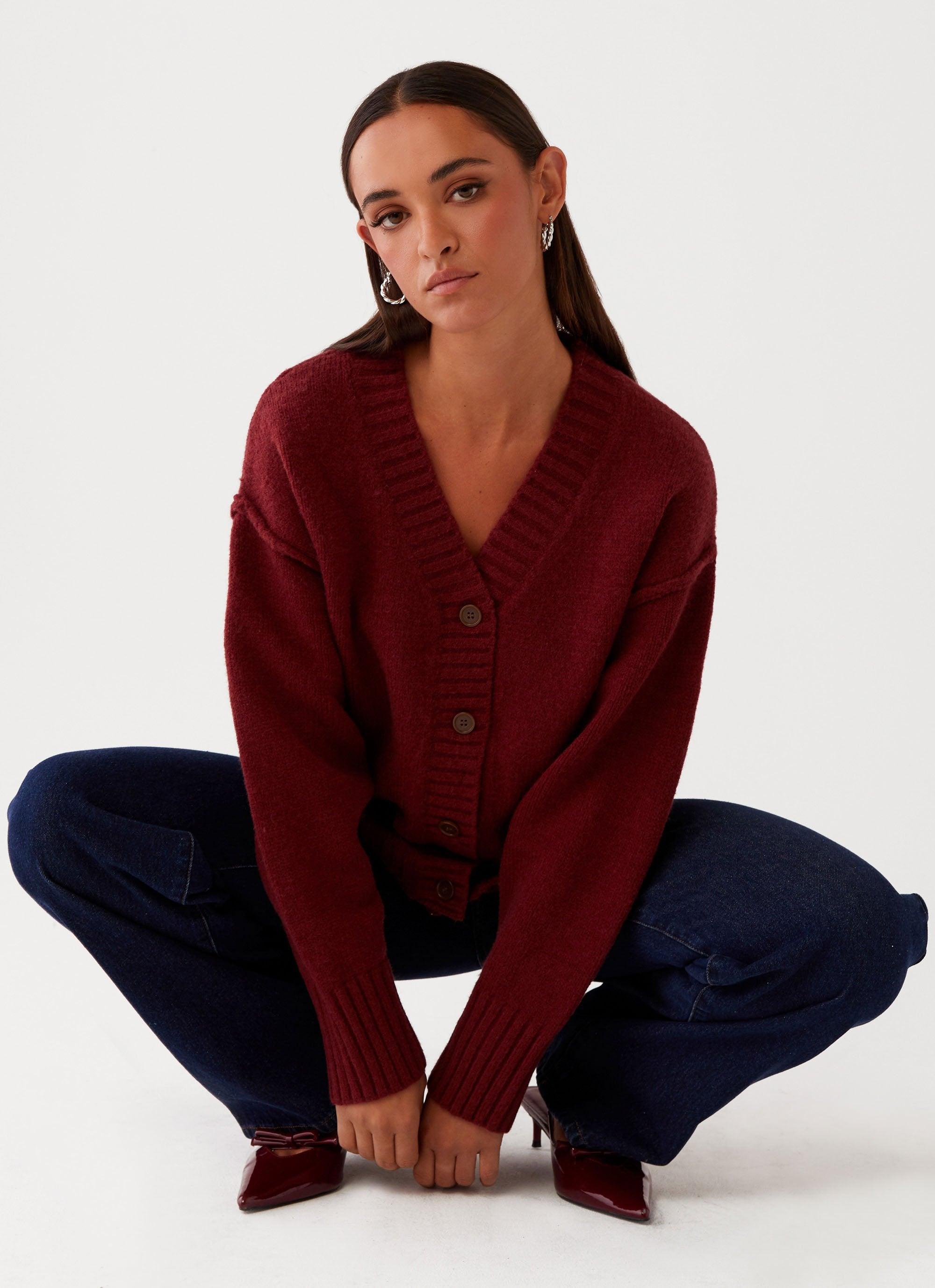 Tell Me More Oversized Cardigan - Maroon product image