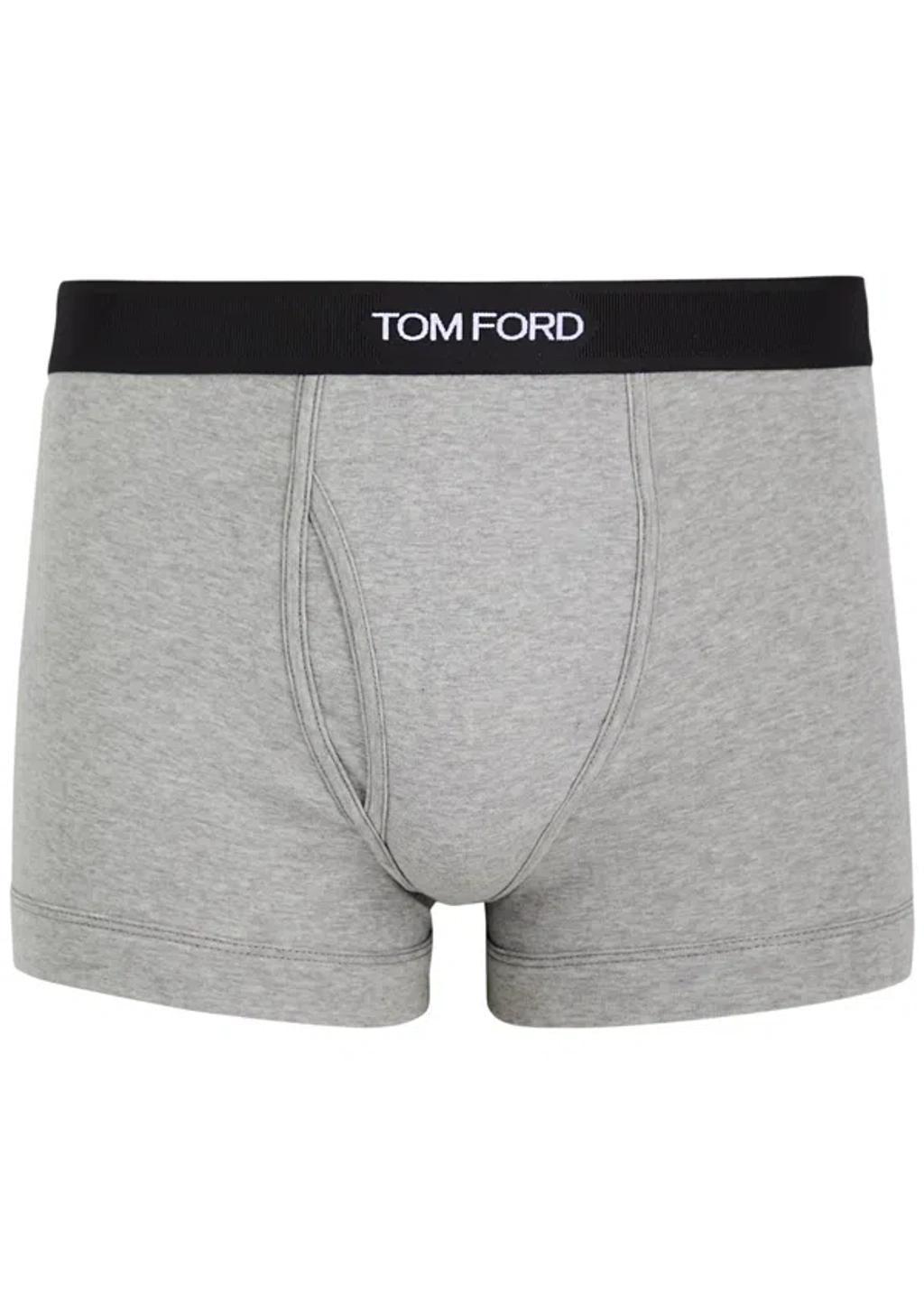 TOM FORD Stretch-cotton And Modal-blend Boxer Briefs In Grey Product Image