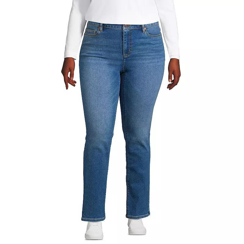 Plus Size Lands End Recover Straight-Leg Jeans, Womens Blue Tide Blue Product Image