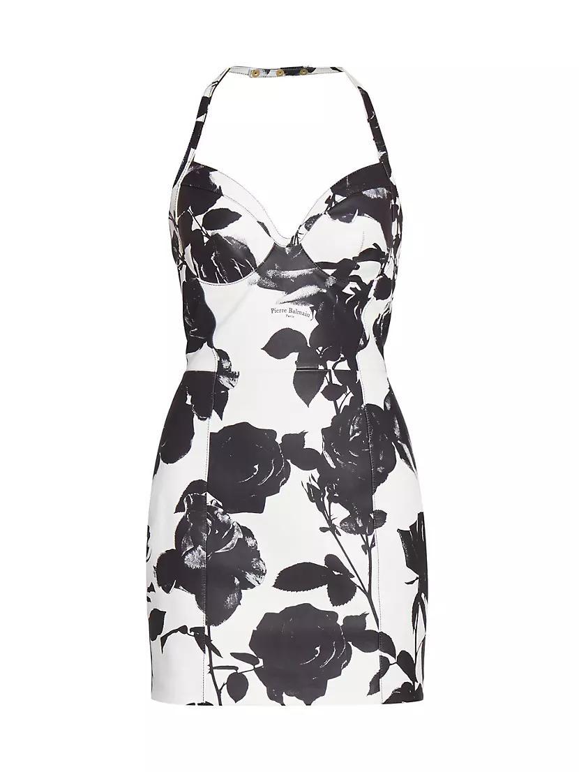 Rose-Print Lambskin Minidress Product Image