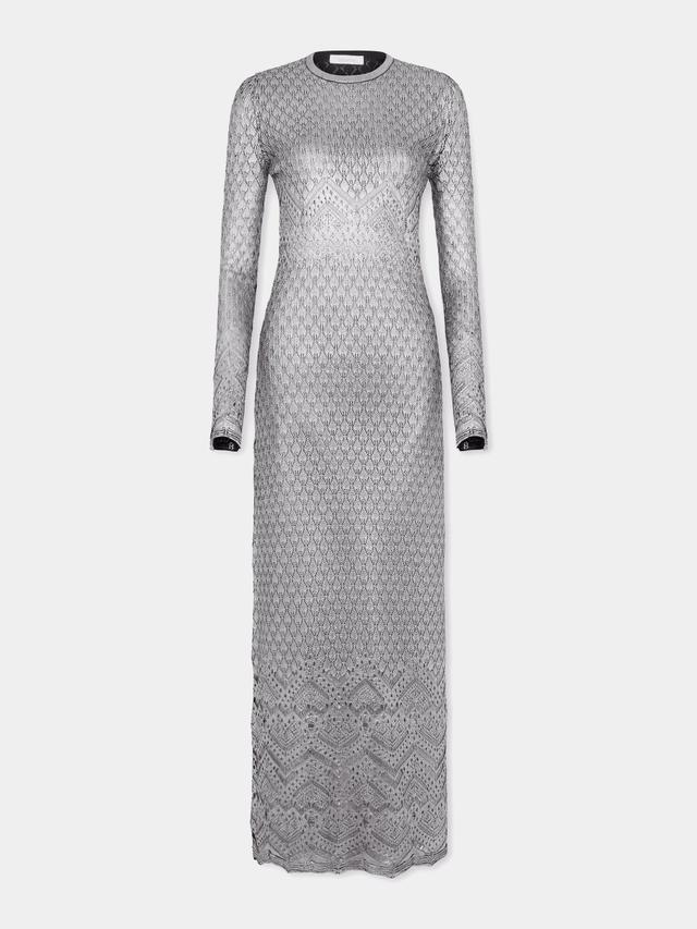 LONG LACE-LIKE KNIT DRESS Product Image