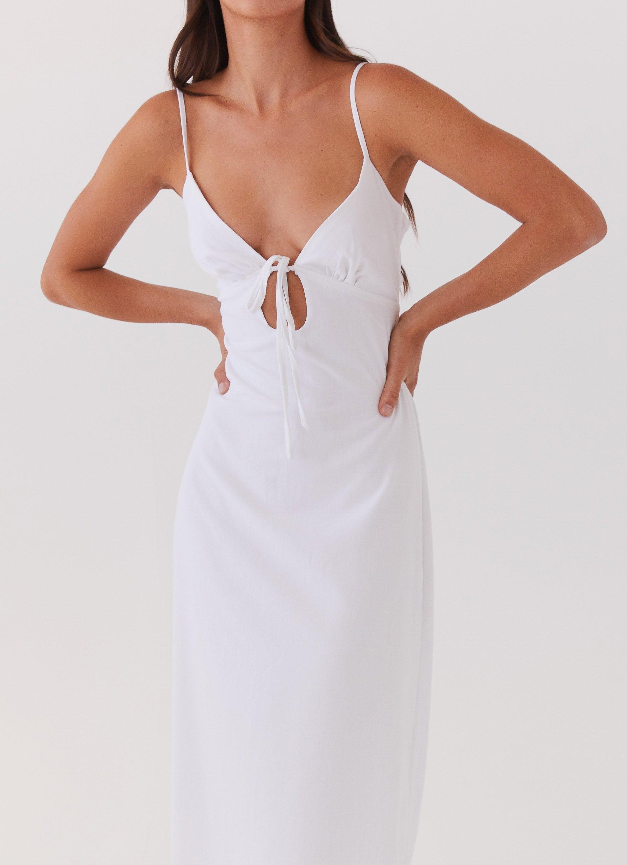 Flora Linen Maxi Dress - White Product Image