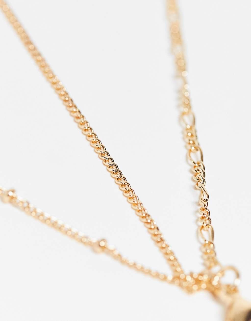 Reclaimed Vintage inspired constellation star multirow necklace-Gold Product Image