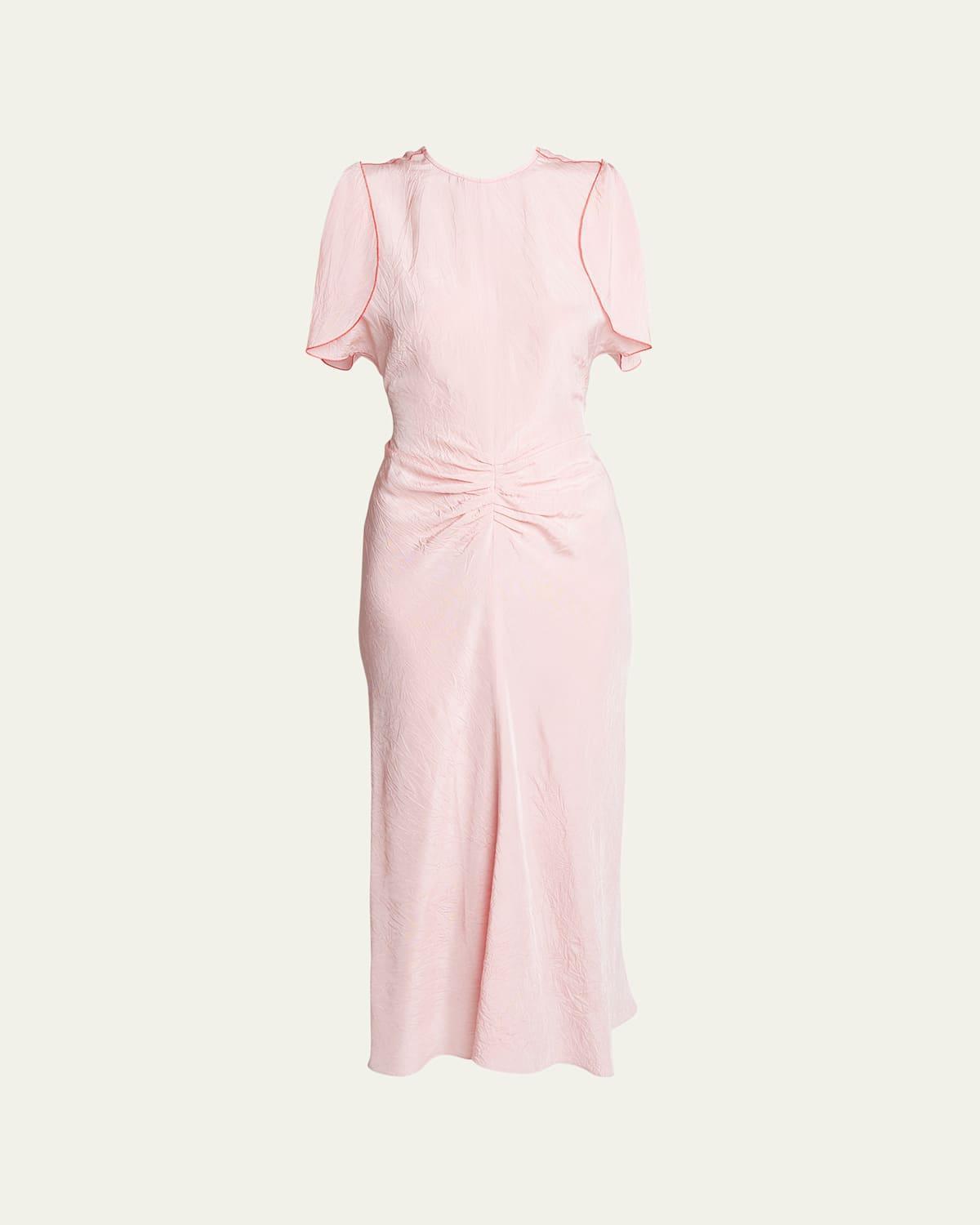 Womens Crinkled Gathered-Waist Midi-Dress Product Image