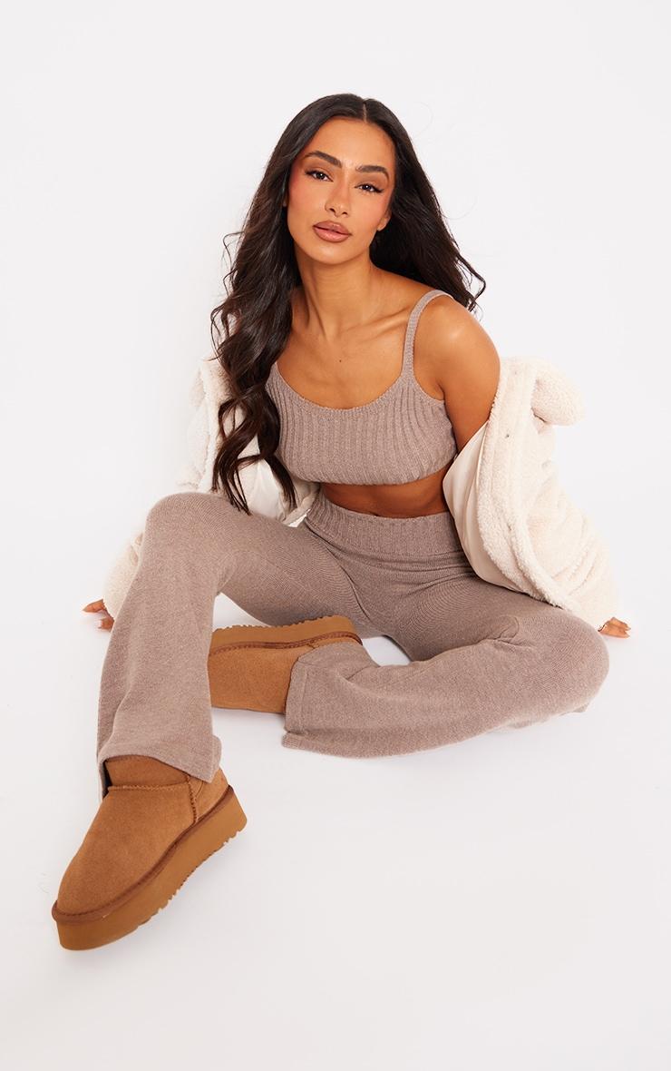 Petite Brown Knitted Strappy Cropped Top Product Image