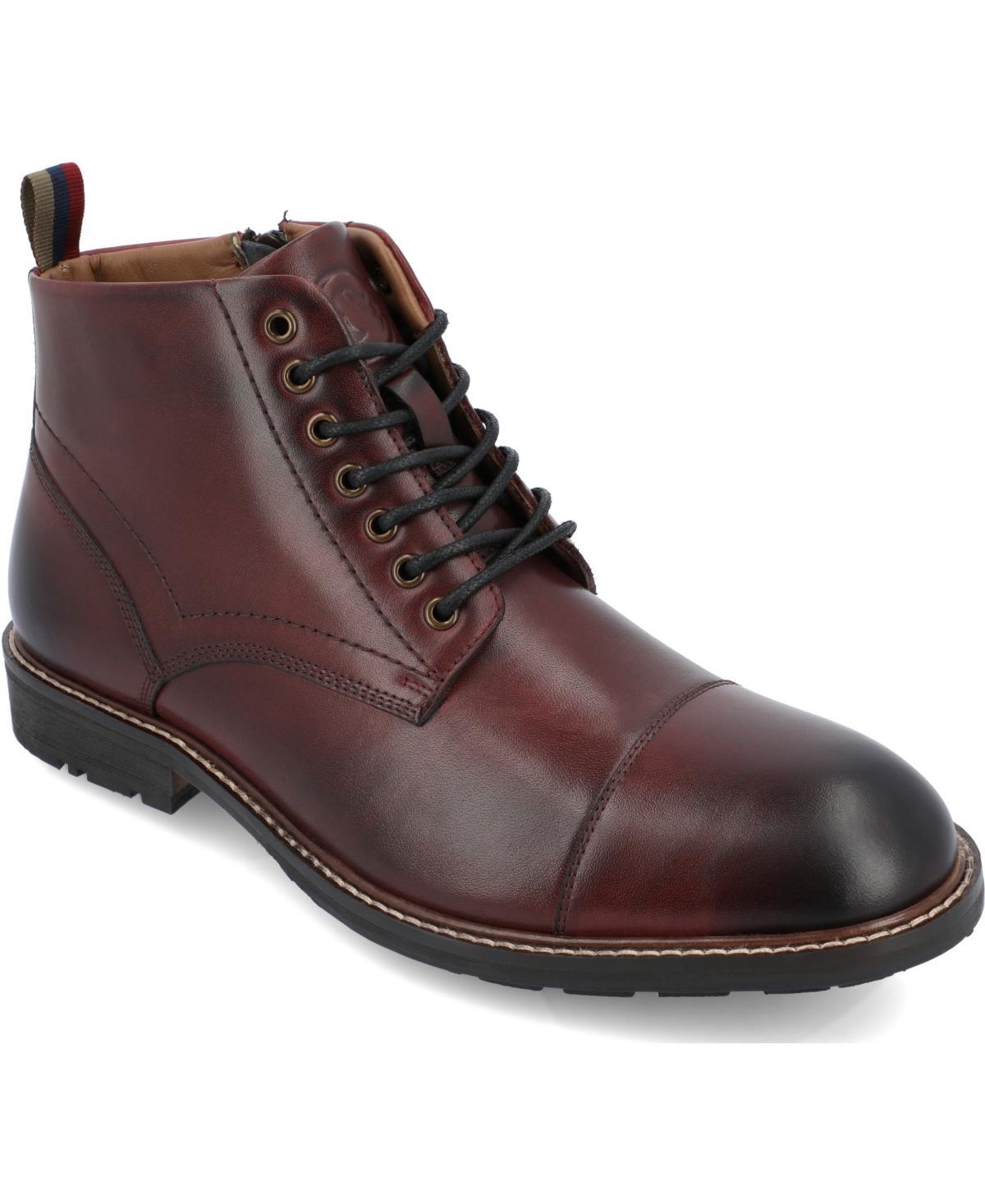 Thomas & Vine Avrum Cap Toe Mens Leather Ankle Boots Red/Coppr Product Image