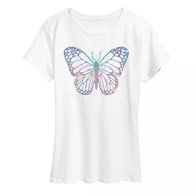 Plus Size Watercolor Butterfly Graphic Tee, Womens Product Image