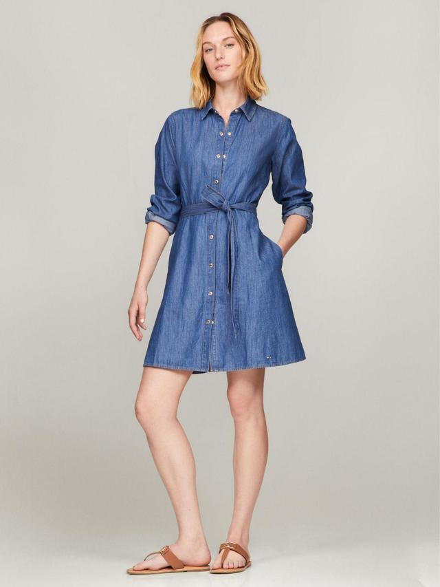 Tommy Hilfiger Women's Long-Sleeve Belted Denim Shirtdress Product Image