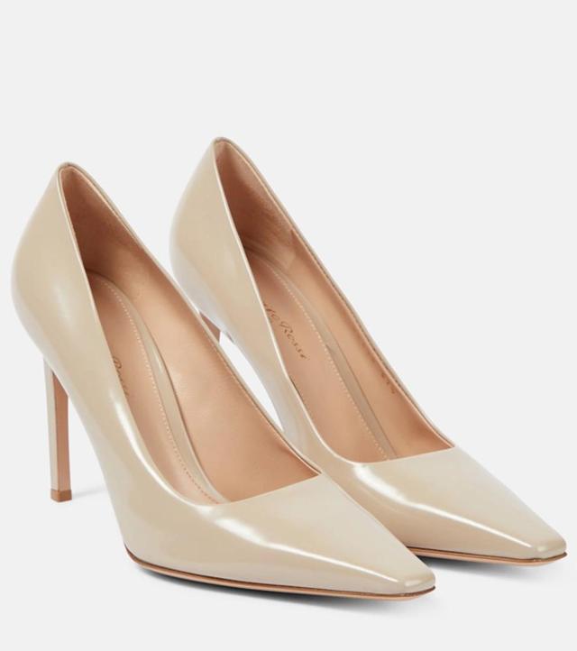 GIANVITO ROSSI 85 Leather Pumps In Neutrals Product Image