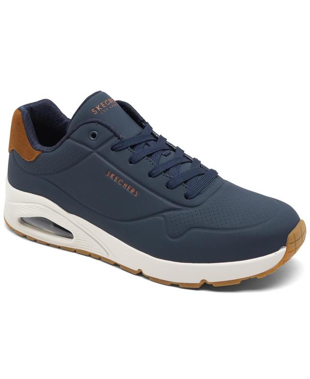 Skechers Mens Uno - Suited On Air Memory Foam Casual Sneakers from Finish Line - Navy Product Image