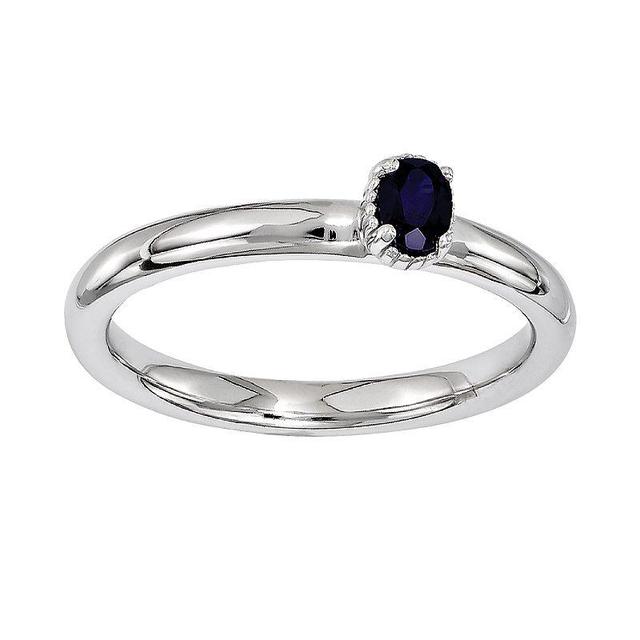 Stacks & Stones Sterling Silver Lab-Created Sapphire Stack Ring, Womens Blue Product Image