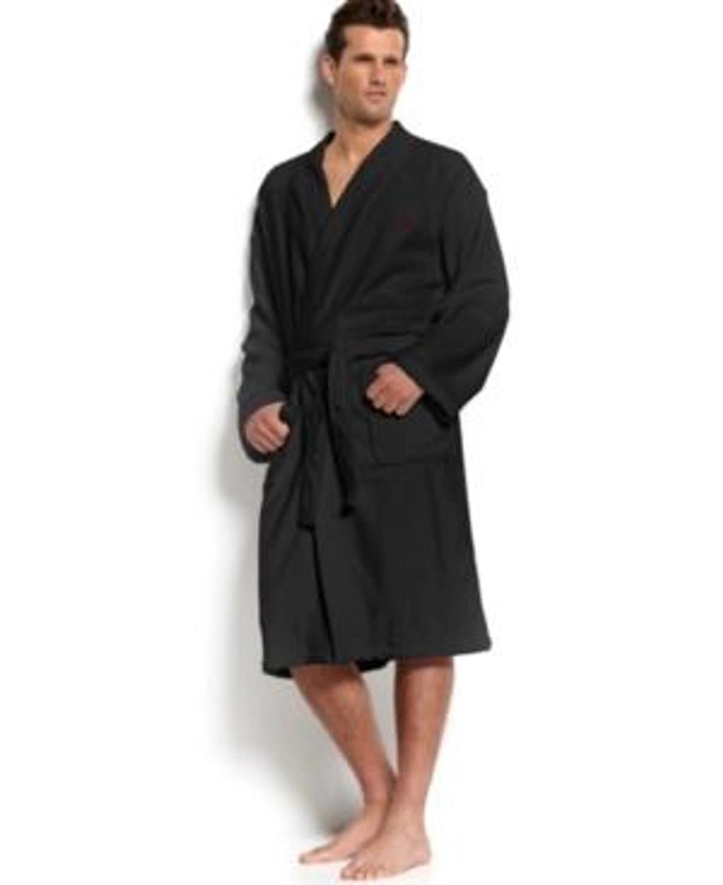 Plush Shawl Collar Robe In Polo Black Product Image