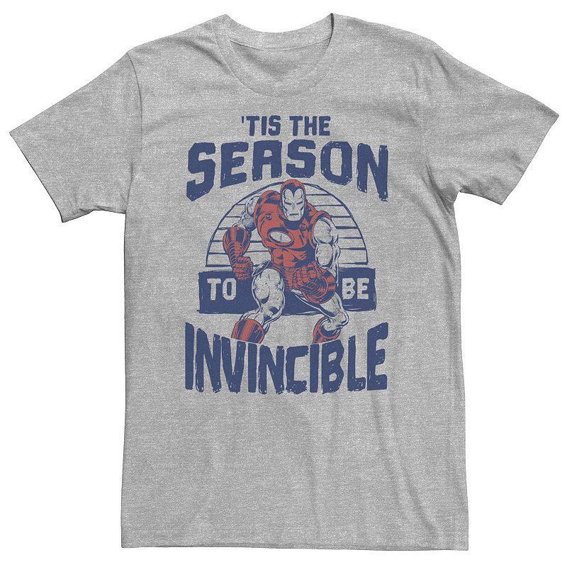 Big & Tall Marvel Iron Man Tis The Season To Be Invincible Christmas Holiday Tee, Mens Athletic Grey Product Image